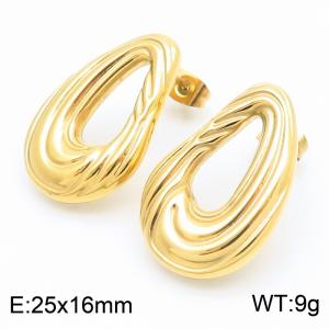 Stainless steel creative hollow irregular stripes droplet shaped fashionable and atmospheric charm gold earrings - KE116142-GC