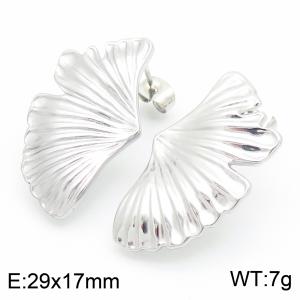 Gold Color Leafage Flower Stainless Steel Large Stud Earrings For Women - KE116192-KFC