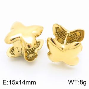 Gold Color Cross Stainless Steel Clip Earrings For Women - KE116195-KFC