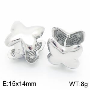 Silver Color Cross Stainless Steel Clip Earrings For Women - KE116196-KFC