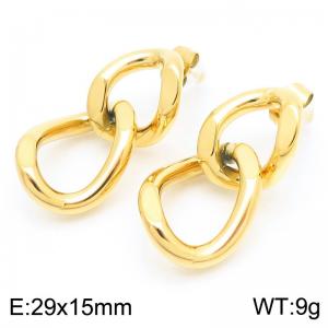 Gold Color Link Chain Stainless Steel Dangle Stud Earrings For Women - KE116222-KFC