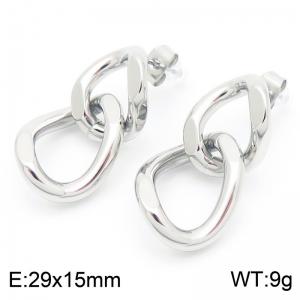 Silver Color Link Chain Stainless Steel Dangle Stud Earrings For Women - KE116223-KFC