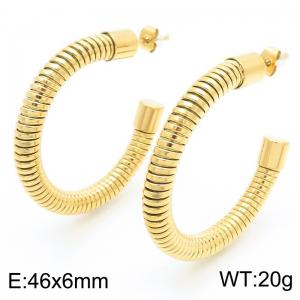 Gold Color Snake Bone Chain C Shape Stainless Steel Large Stud Earrings For Women - KE116224-KFC