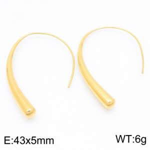 European and American fashion ins style stainless steel creative lines curved hook women's temperament gold earrings - KE116274-KFC