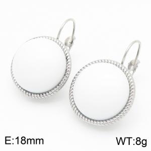 18mm White Edged 18mm Fashionable Women's White Gemstone Stainless Steel Earrings - KE116309-GC