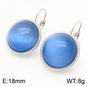 18mm White Edged Fashion Women's Tianhu Sapphire Stainless Steel Earrings - KE116320-GC