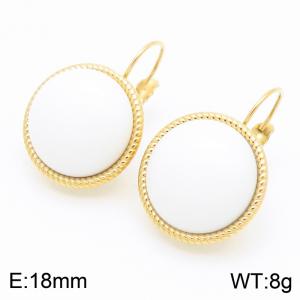 18mm Gold Edged 18mm Fashionable Women's White Gemstone Stainless Steel Earrings - KE116328-GC