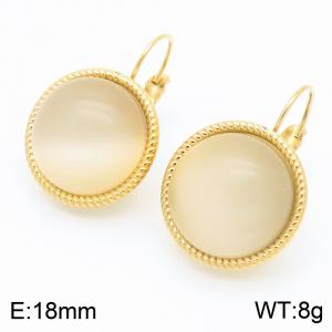 18mm Gold Edging Fashion Women's Light Topaz Stainless Steel Earrings - KE116331-GC