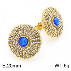 European and American retro medieval style stainless steel inlaid gemstone earrings - KE116350-KFC