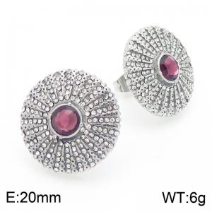 European and American retro medieval style stainless steel inlaid gemstone earrings - KE116357-KFC