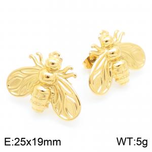 Wholesale Minimalist Bumble Bee Honeybee Stud Earrings Gold Plated Stainless Steel Jewelry Gift Women Cute - KE116376-KFC