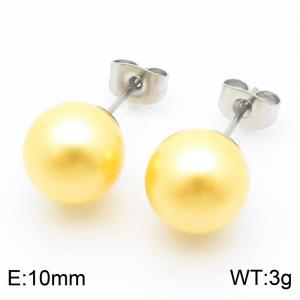 Stainless steel fashion creative 18k gold-plated 10mm round jewelry temperament silver earrings - KE116393-K