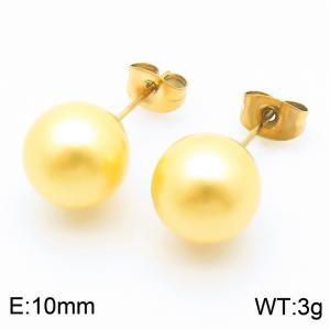 Stainless steel fashion creative 18k gold-plated 10mm round jewelry temperament gold earrings - KE116394-K