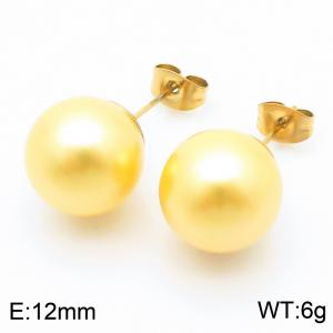 Stainless steel fashion creative 18k gold-plated 12mm round jewelry temperament gold earrings - KE116408-K