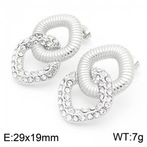 French retro light luxury earring design, niche titanium steel diamond studded earrings - KE116422-KFC