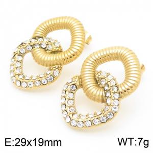 French retro light luxury earring design, niche titanium steel diamond studded earrings - KE116423-KFC