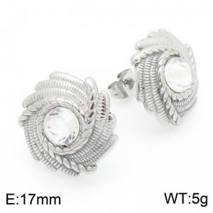 Medieval court style light luxury white crystal earrings titanium steel women's earrings - KE116424-KFC