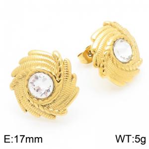 Medieval court style light luxury white crystal earrings titanium steel women's earrings - KE116425-KFC