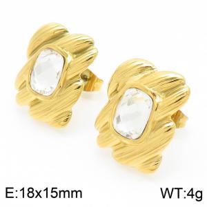 High end design stainless steel square crystal earrings - KE116428-KFC