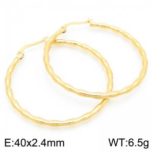 Fashion Round Shape Stainless Steel Gold Color Earrings For Women - KE116438-KFC