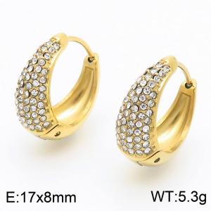 17X8mm Women Gold-Plated Stainless Steel&Rhinestones Cradle Clip-on Earrings - KE116729-GC