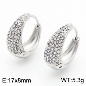 17X8mm Women Stainless Steel&Rhinestones Cradle Clip-on Earrings - KE116730-GC