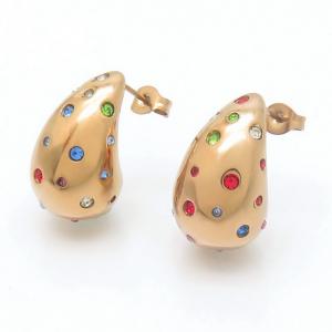 Stainless Steel Stone&Crystal Earring - KE117057-HR