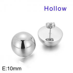 10mm Round Hollow Hemisphere Polished Steel Women's Ear Studs Earrings - KE117342-Z