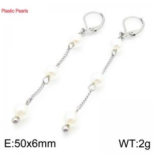 Stainless Steel Round Bead Drop Pearl Earrings for Women Simple Trend Jewelry - KE117350-Z