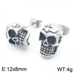 316L Stainless Steel Skull Stud Earrings For Men Punk Biker Party Jewelry - KE117711-KJX