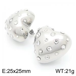 Shiny Zirconia Heart Stud Earrings for Women Stainless Steel Wedding Party Trendy Jewelry - KE117755-MZOZ