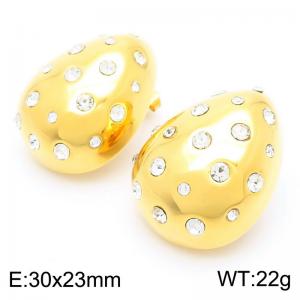 Shiny Zirconia Drop Charm  Stud Earrings for Women Golden Stainless Steel Wedding Party Trendy Jewelry - KE117757-MZOZ