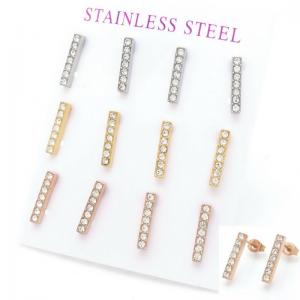 Stainless Steel Stone&Crystal Earring - KE117910-HR