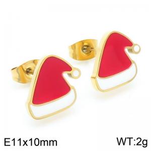 Santa Hat Stainless Steel Earings For Women Girl Trendy Gold Silver Color Jewelry Christmas Gift - KE117954-GC