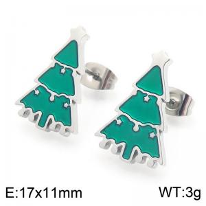 Christmas Tree Shaped Stainless Steel Earings For Women Girl Trendy Gold Silver Color Jewelry Christmas Gift - KE117957-GC