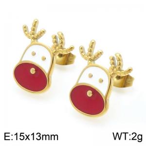 Christmas Moose Shaped Stainless Steel Earings For Women Girl Trendy Gold Silver Color Jewelry Christmas Gift - KE117958-GC