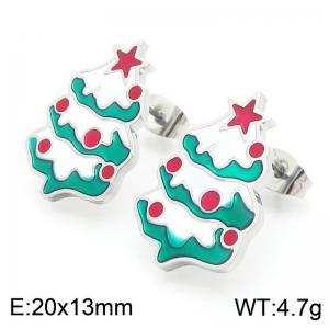 Christmas Tree Shaped Stainless Steel Earings For Women Girl Cute Gold Silver Color Jewelry Christmas Gift - KE117961-GC