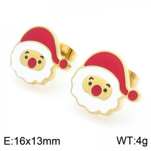 Christmas Santa Claus Stainless Steel Earings For Women Girl Cute Gold Silver Color Jewelry Christmas Gift - KE117962-GC