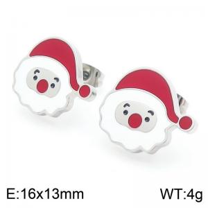 Christmas Santa Claus Stainless Steel Earings For Women Girl Cute Gold Silver Color Jewelry Christmas Gift - KE117963-GC