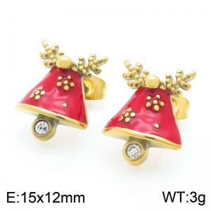 Christmas Camel Bell Stainless Steel Earings For Women Girl Cute Gold Silver Color Jewelry Christmas Gift - KE117964-GC