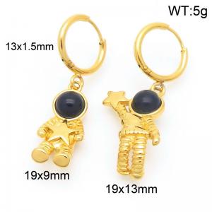 European and American fashion stainless steel creative space astronaut pendant temperament gold earrings - KE118163-MZOZ