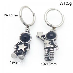 European and American fashion stainless steel creative retro space astronaut pendant temperament silver earrings - KE118164-MZOZ