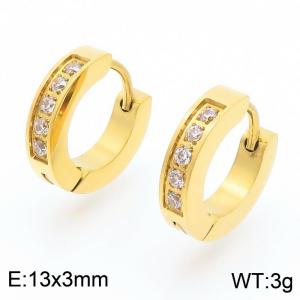 Stainless Steel Stone&Crystal Earring - KE118282-TGD