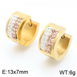 Stainless Steel Stone&Crystal Earring - KE118335-TGD