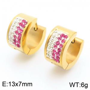 Stainless Steel Stone&Crystal Earring - KE118336-TGD