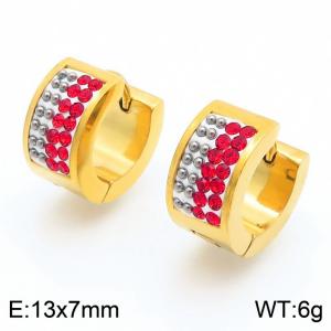 Stainless Steel Stone&Crystal Earring - KE118338-TGD