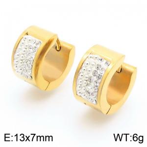 Stainless Steel Stone&Crystal Earring - KE118339-TGD