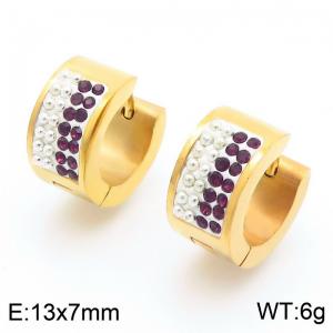 Stainless Steel Stone&Crystal Earring - KE118341-TGD