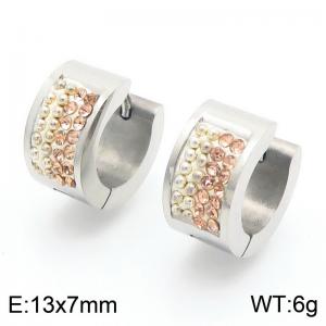 Stainless Steel Stone&Crystal Earring - KE118348-TGD