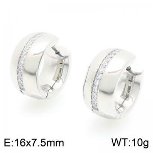 European and American fashion personality stainless steel creative diamond inlaid circular button temperament silver earrings - KE118971-KPD